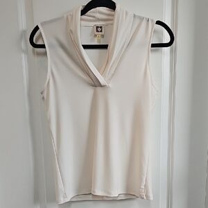 Anne Klein Cream Sleeveless Fitted Tank Top